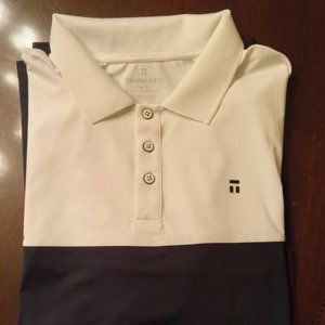 Tommy John Men's Go Anywhere Untucked Polo Shirt White/Night Sky NWT Medium MEDI